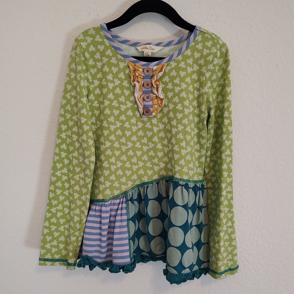 Matilda Jane 6 Likely Story Indeed Long Sleeve Shirt Top Tunic Green Blue